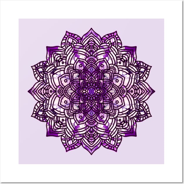 Violet/Lavender Paint Pour Mandala Wall Art by Designs_by_KC
